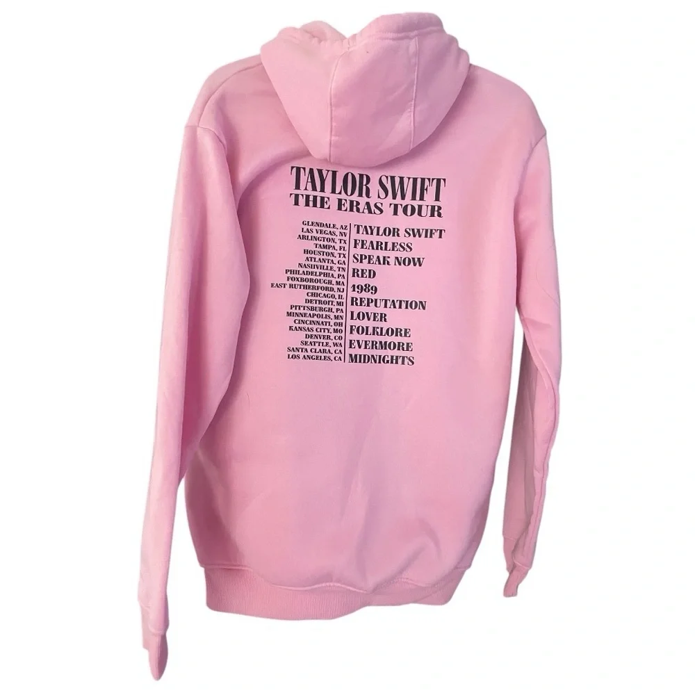 Taylor Swift The Eras Tour Hoodie Sweatshirt Pullover Pop Large Pink casual fan - Picture 1 of 4